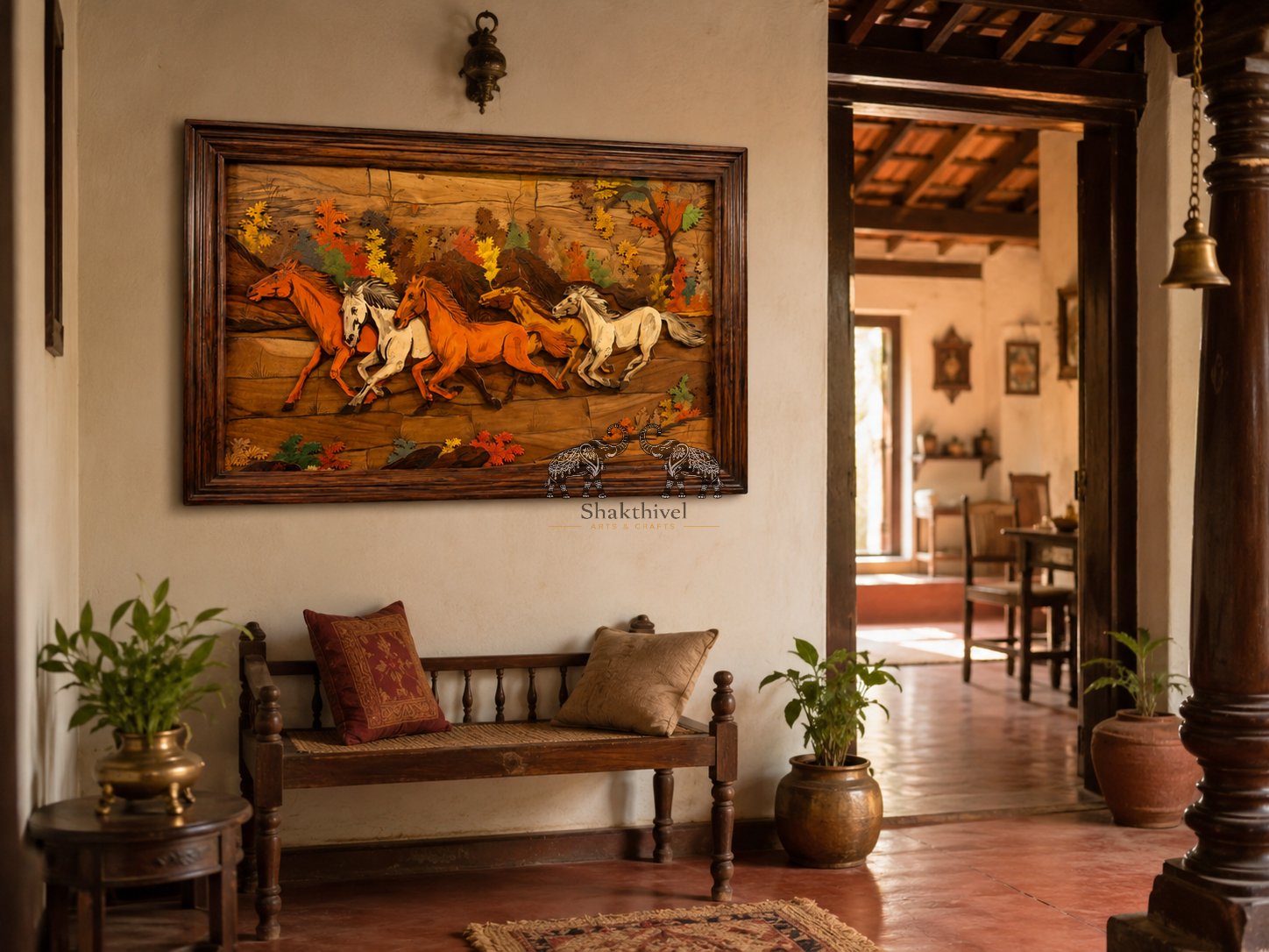 Rustic Forest Horses 3D Wooden Wall Hanging
