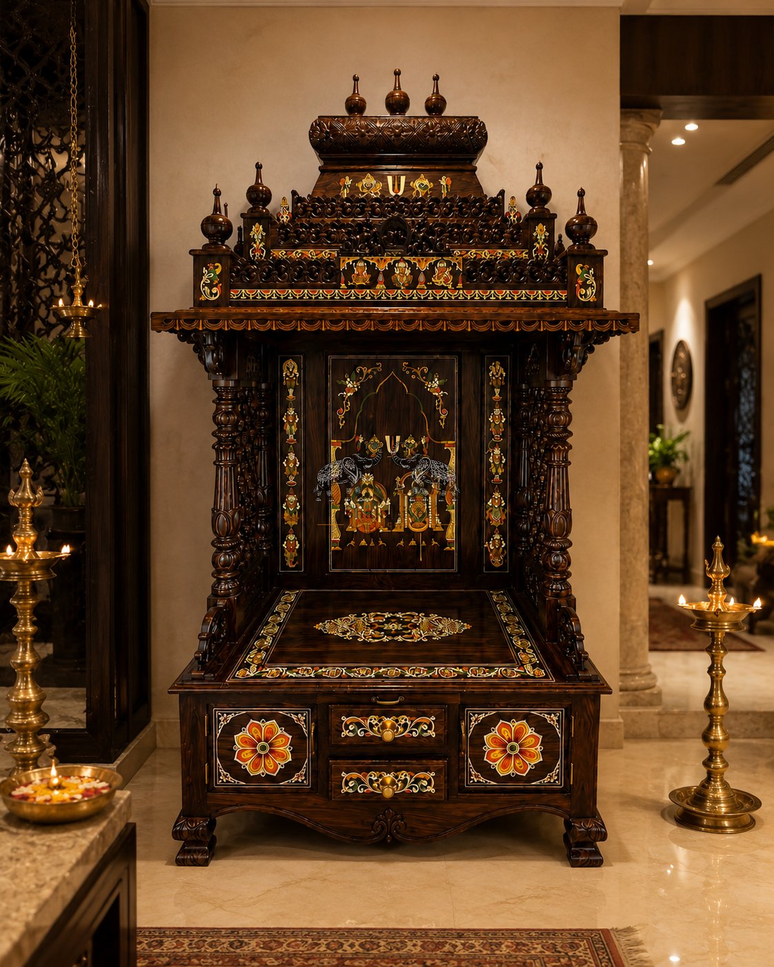 42 Inch Special Inlay Pooja Unit for Home