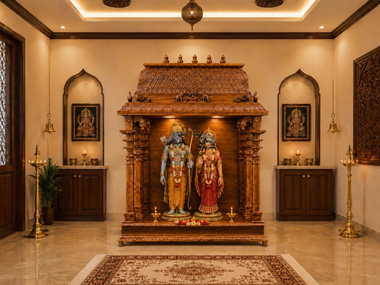 Mysore Craft Teakwood Ram Sita Pooja Mantap