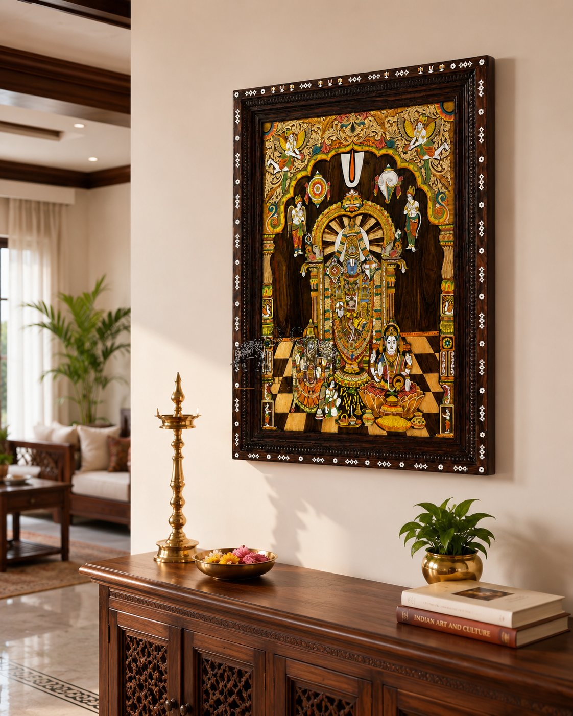Rosewood Venkateswara Temple Panel