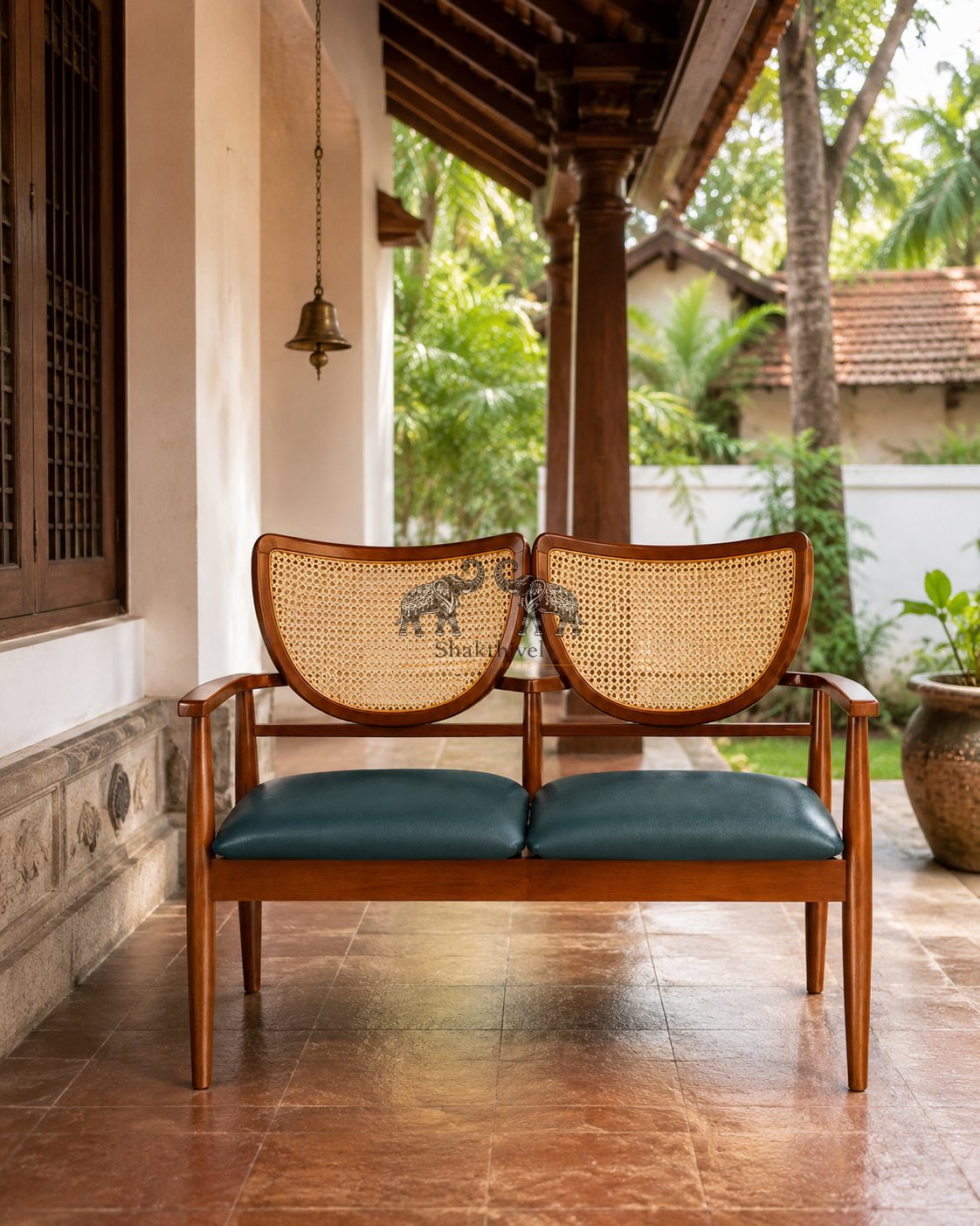 Rosewood Cane Back Duo Seat